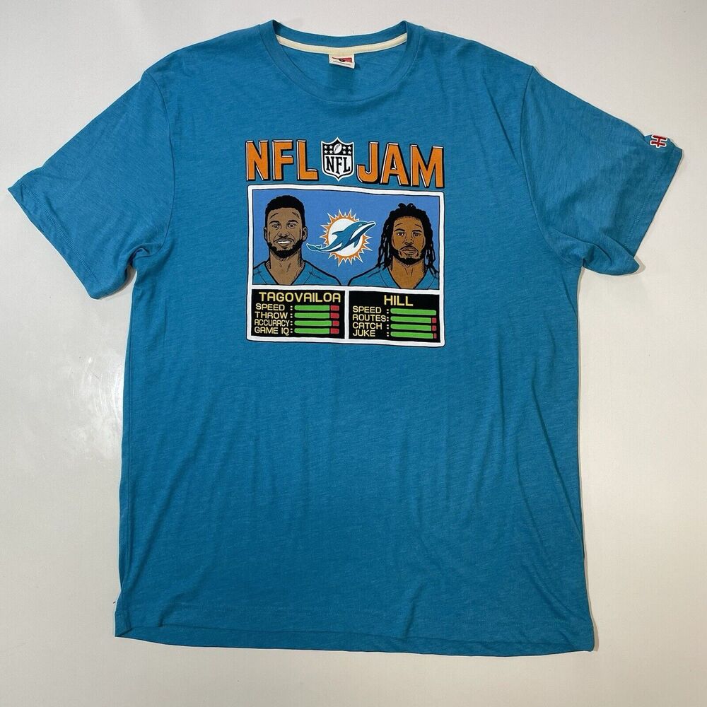 NFL Jam Men’s Miami Dolphins Tua Tagovailoa Tyreek Hill Homage Shirt Aqua Soft L